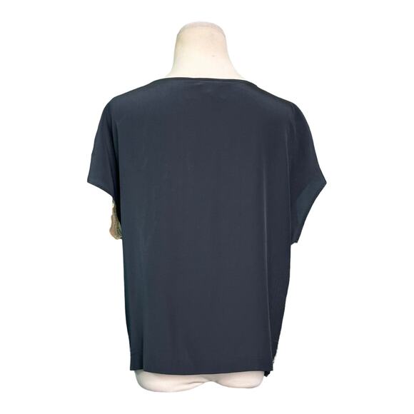 Club Monaco two tone cap sleeves silk sequin short sleeves blouse size Small - Picture 3 of 11